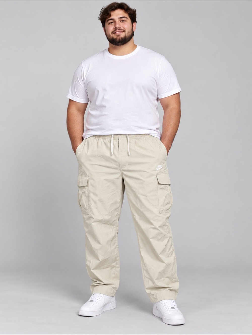 Nike Beige Cargo Pants with Drawstring Waist Size XXL